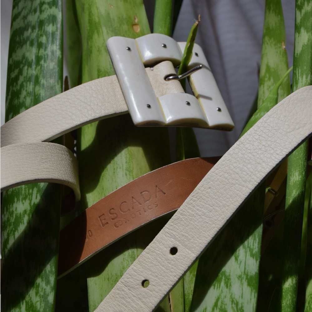 Escada exotics Cream Leather and Bone Belt